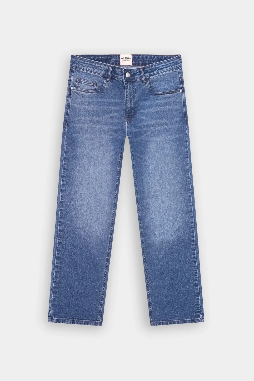 Mittelblaue Straight-Leg-Jeans, Vorderansicht