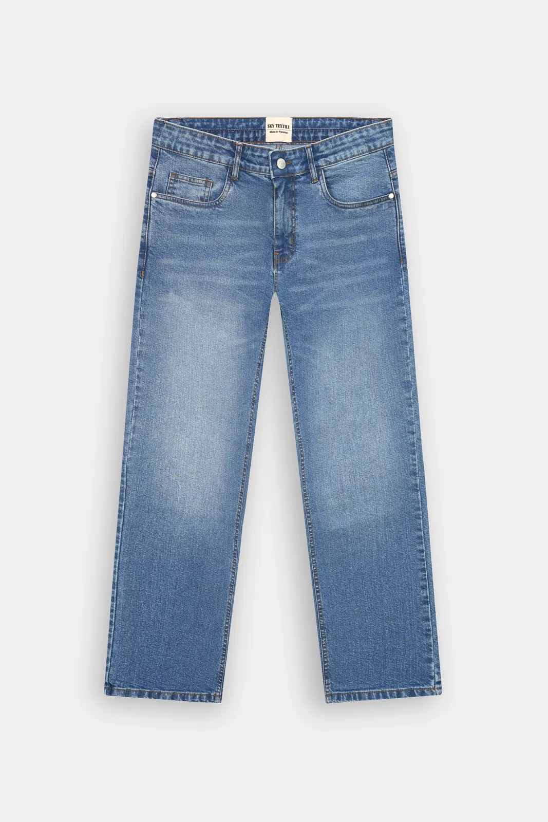 Helle stone-washed Straight-Leg-Jeans, Vorderansicht