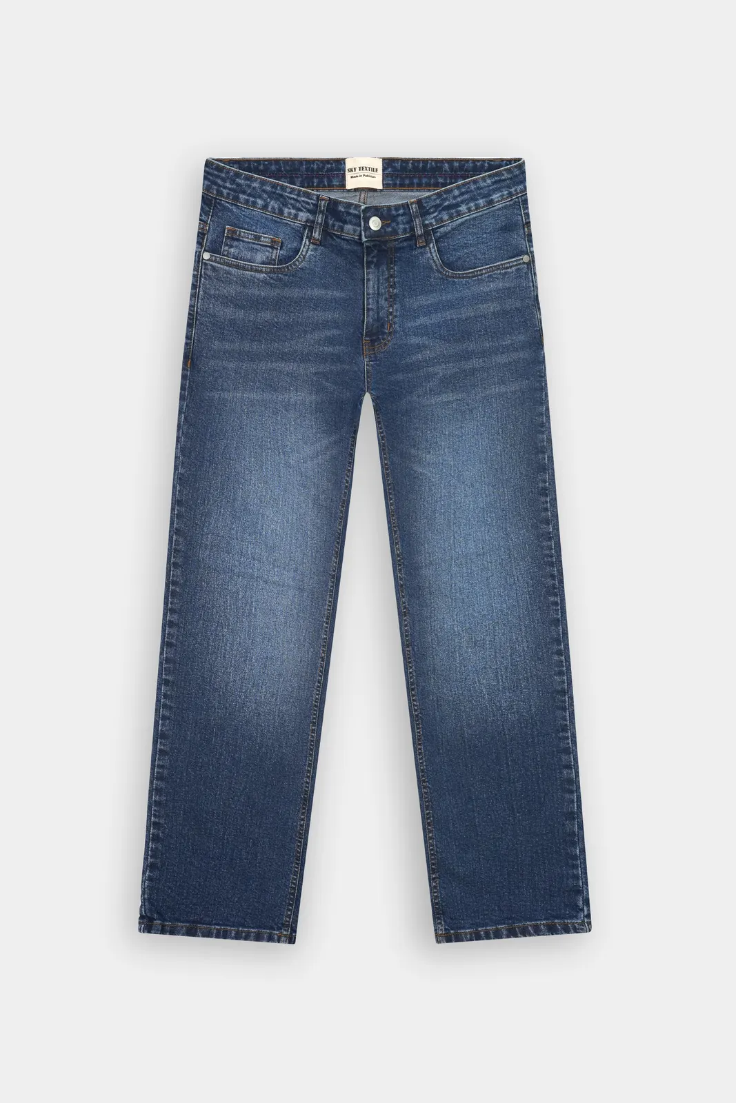 Dunkle Indigo-Straight-Leg-Jeans, Vorderansicht
