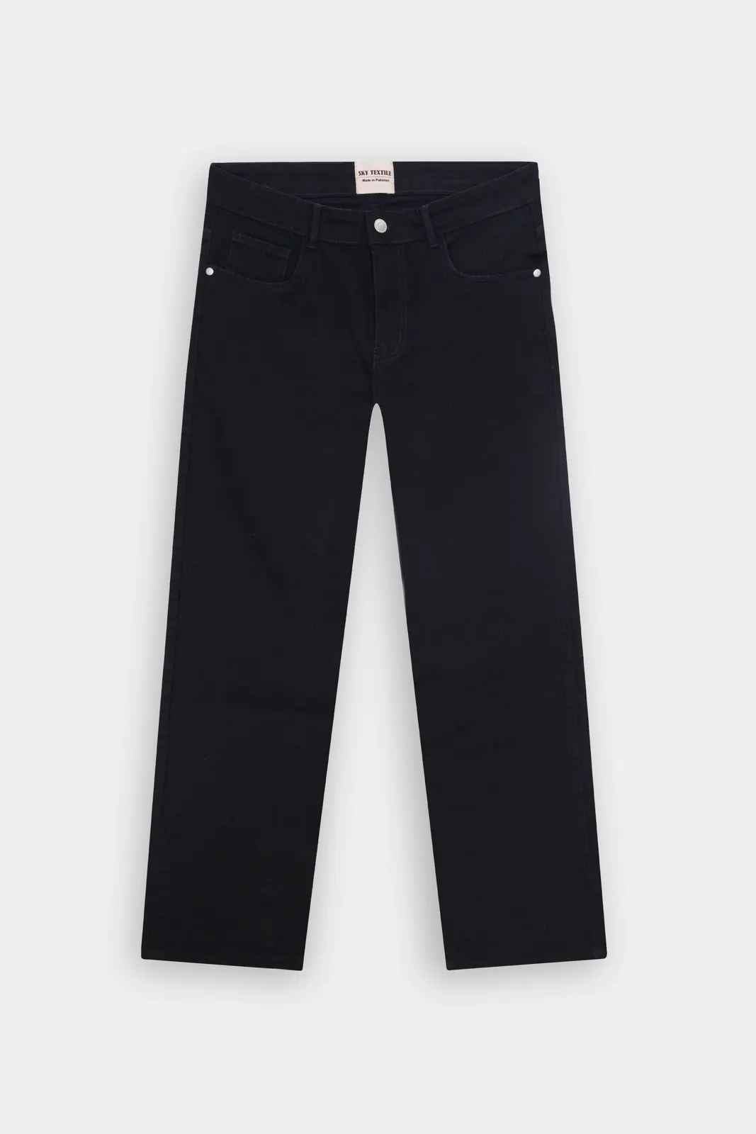 Tiefschwarze Straight-Leg-Jeans, Vorderansicht
