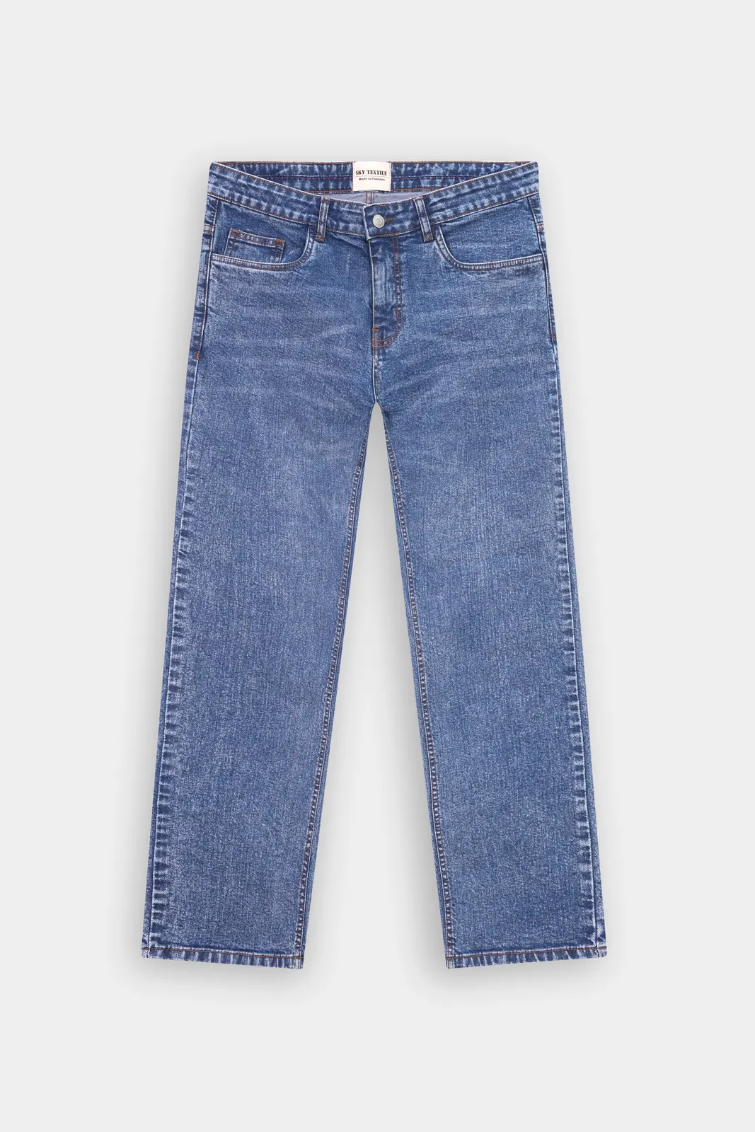 Vintage-blaue Straight-Leg-Jeans, Vorderansicht