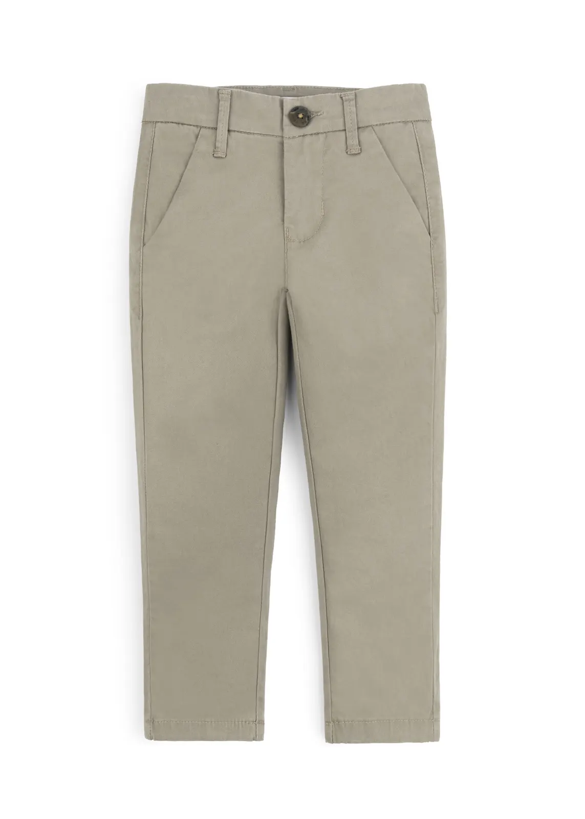 Kinder-Chino in Steingrau aus Baumwoll-Twill, Vorderansicht