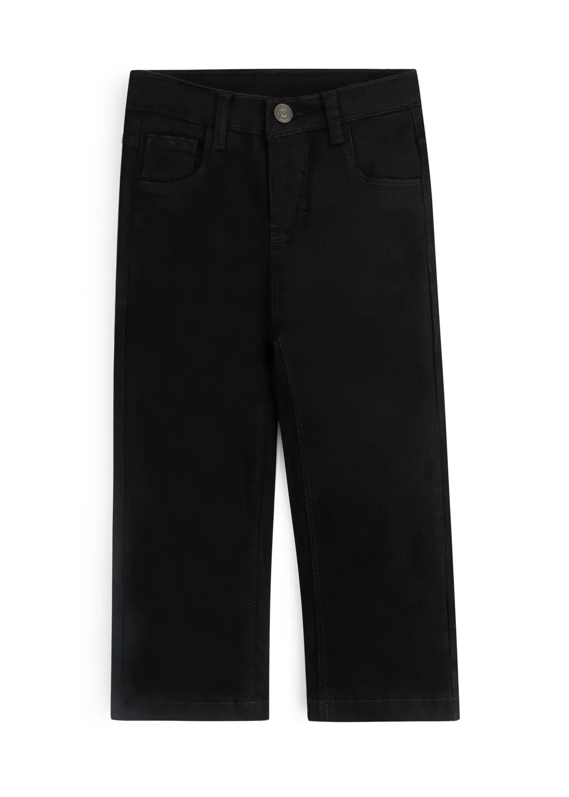 Kinder-Five-Pocket-Jeans in cleanem tiefschwarzem Denim, Vorderansicht